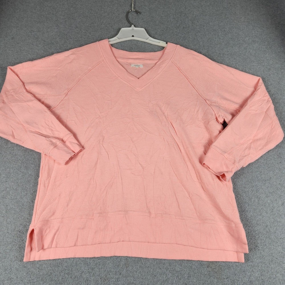 Maurices Tunic Sweatshirt Womens XL Pink Waffle Knit Raglan Sleeve Side Slit